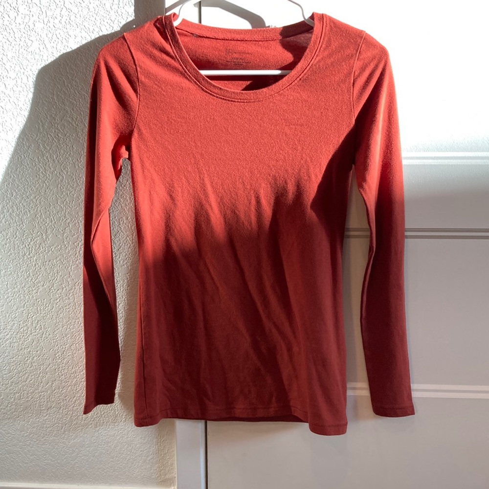 Orange Basic Long-sleeve Tee